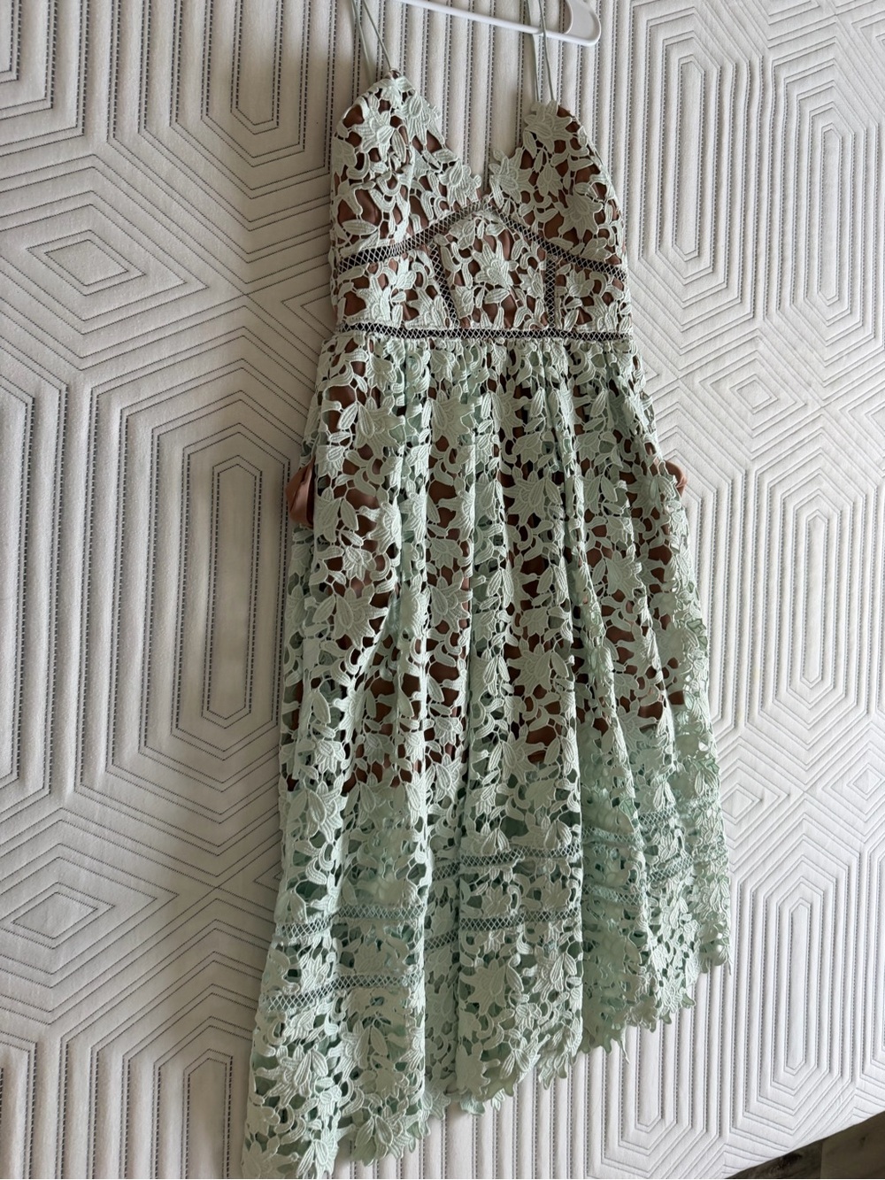 Self-Portrait Mint Lace Spaghetti Strap Party Dress